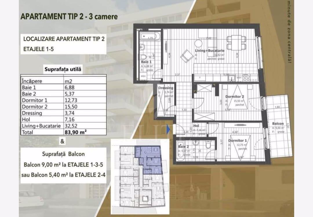 Apartament 3 camere în zona SEMICENTRALA-1013160