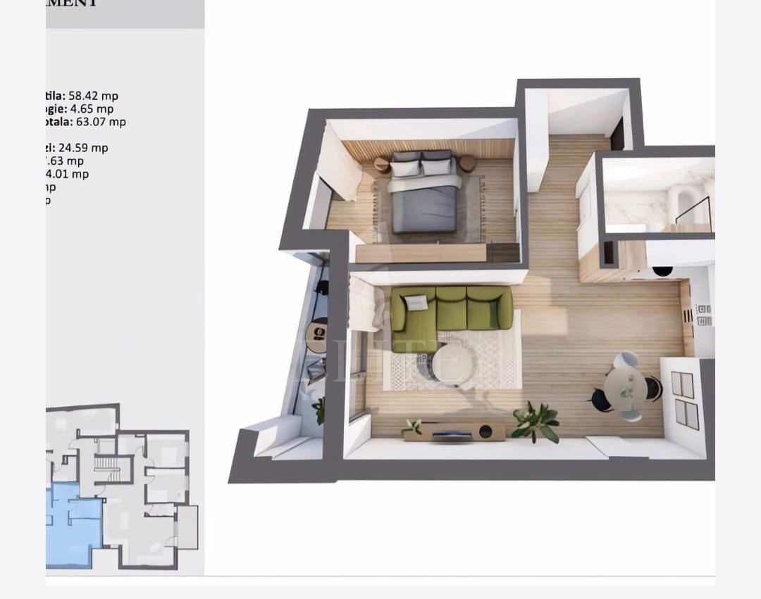 Apartament 2 camere în zona SEMICENTRALA-1016715