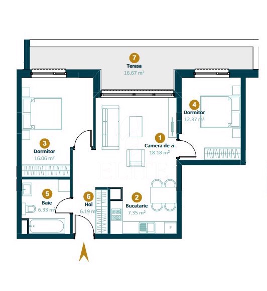 Apartament 3 camere în zona DUNARII-1025829