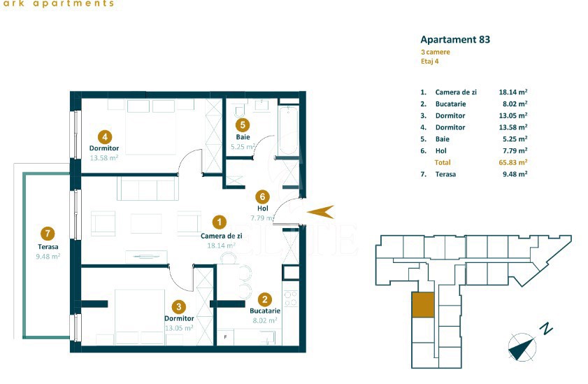 Apartament 3 camere în zona DUNARII-1194742