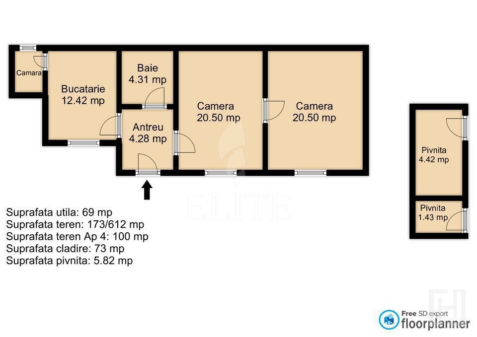 Apartament 2 camere în zona STRAZII SOMESULUI-1200146