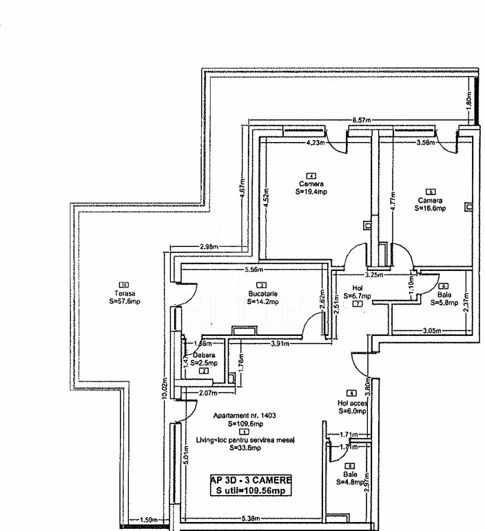 Apartament 3 camere în zona FRUNZISULUI-1266494