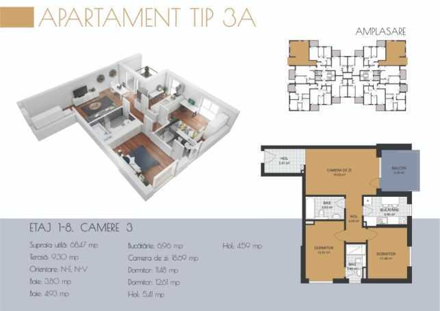 Apartament 3 camere în zona Buna Ziua-24361