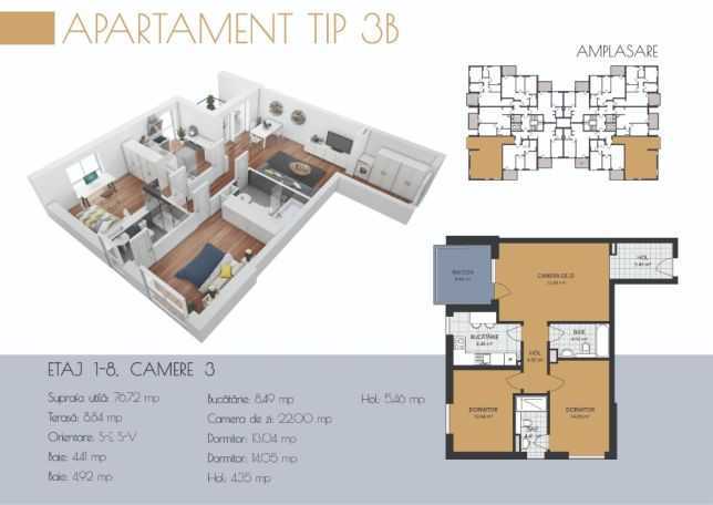 Apartament 3 camere în zona Buna Ziua-429794