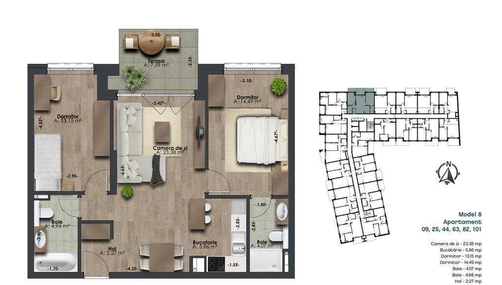 Apartament 3 camere în zona BRD-431334