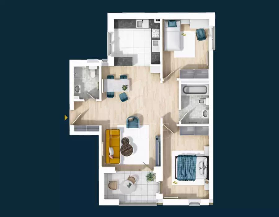 Apartament 3 camere în zona CENTRALA-678898