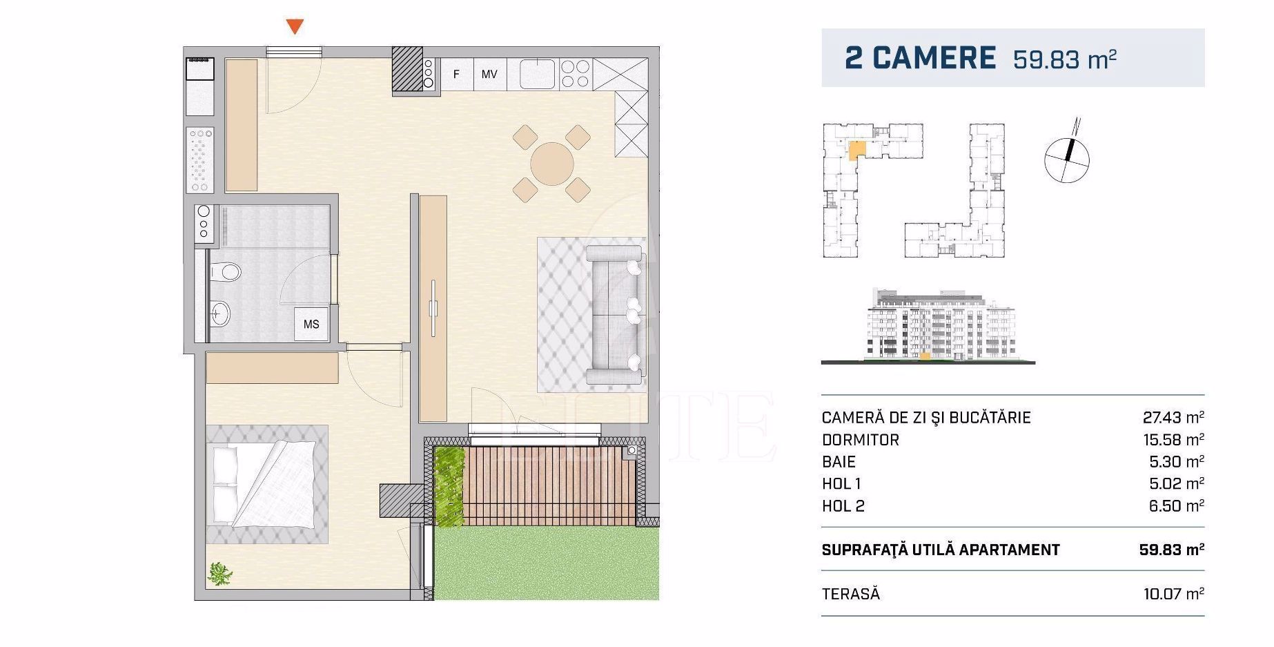 Apartament 2 camere în zona DAMBU ROTUND-851862