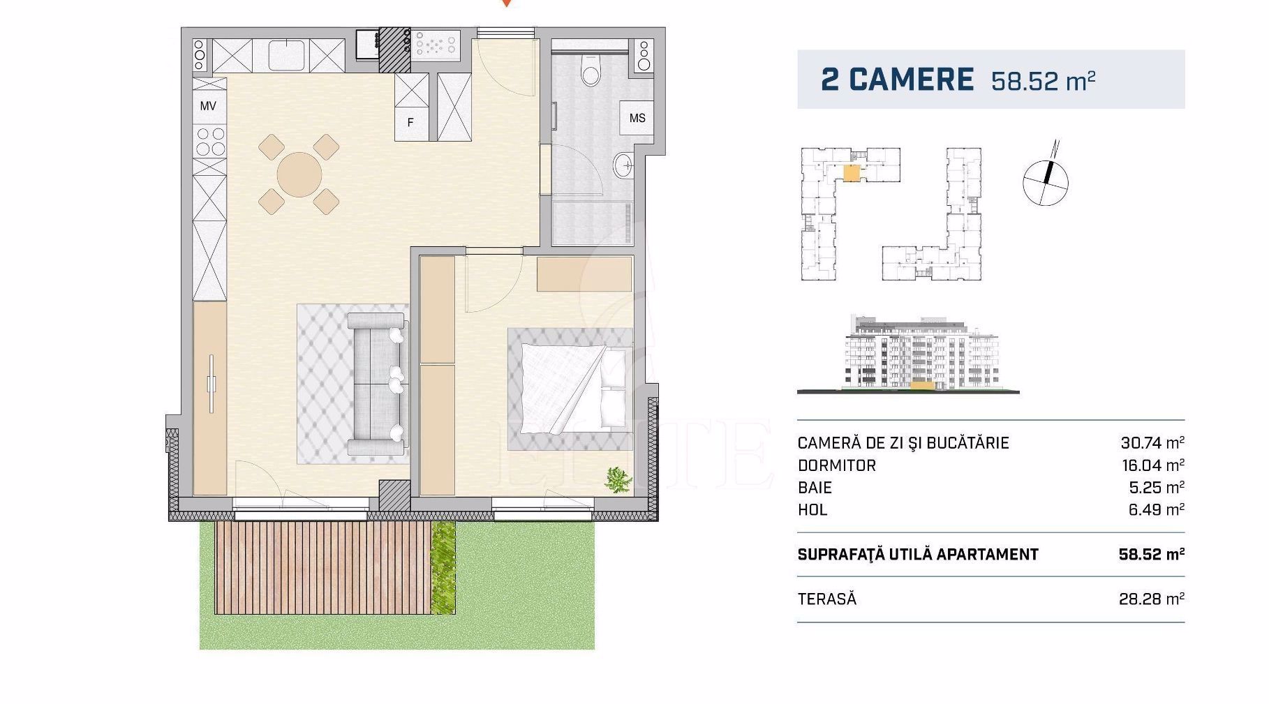 Apartament 2 camere în zona DAMBU ROTUND-977467