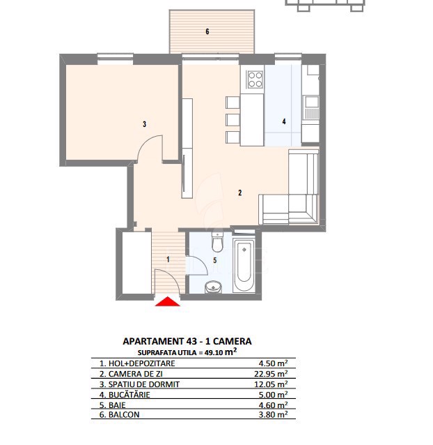 Apartament 2 camere în zona Campului-980038